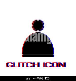 Winter snowboard cap Symbol flach. Einfache Piktogramm-Glitch Wirkung. Vector illustration symbol Stock Vektor