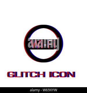 Wlan Symbol flach. Einfache Piktogramm-Glitch Wirkung. Vector illustration symbol Stock Vektor
