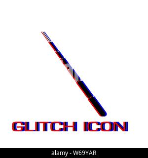 Teleskop Baton Symbol flach. Einfache Piktogramm-Glitch Wirkung. Vector illustration symbol Stock Vektor