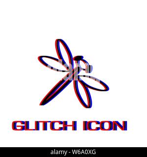 Dragonfly Symbol flach. Einfache Piktogramm-Glitch Wirkung. Vector illustration symbol Stock Vektor