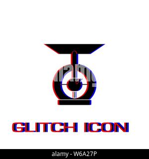 Küchenwaagen Symbol flach. Einfache Piktogramm-Glitch Wirkung. Vector illustration symbol Stock Vektor