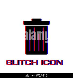 Papierkorbsymbol flach. Einfache Piktogramm-Glitch Wirkung. Vector illustration symbol Stock Vektor