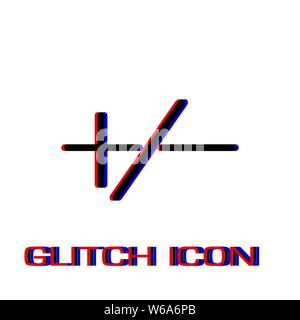 Plus oder Minus Symbol flach. Einfache Piktogramm-Glitch Wirkung. Vector illustration symbol Stock Vektor