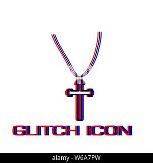 Religion Kreuz flach. Einfache Piktogramm-Glitch Wirkung. Vector illustration symbol Stock Vektor