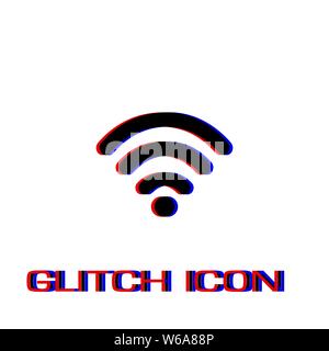 Wi-Fi-Symbol. Einfache Piktogramm-Glitch Wirkung. Vector illustration symbol Stock Vektor