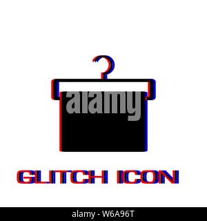 Kleiderbügel mit Handtuch Symbol flach. Einfache Piktogramm-Glitch Wirkung. Vector illustration symbol Stock Vektor
