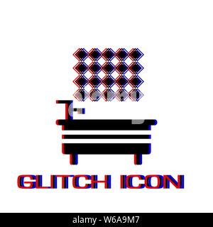 Badezimmer Symbol flach. Einfache Piktogramm-Glitch Wirkung. Vector illustration symbol Stock Vektor