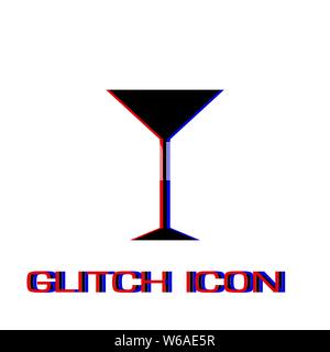 Martini Glas Symbol flach. Einfache Piktogramm-Glitch Wirkung. Vector illustration symbol Stock Vektor