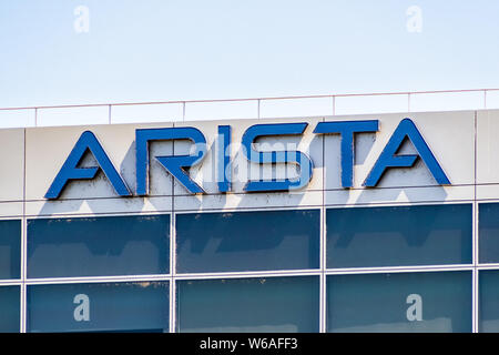 Juli 30, 2019 Santa Clara/CA/USA - Arista Networks (ehemals Arastra) ist ein Computer Networking Unternehmen mit Hauptsitz im Silicon Valley, die komp Stockfoto