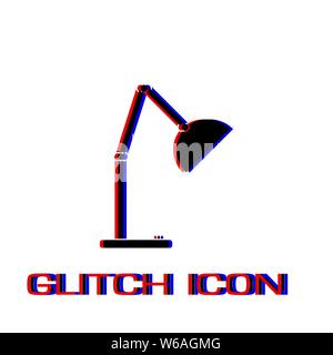 Leseleuchte Symbol flach. Einfache Piktogramm-Glitch Wirkung. Vector illustration symbol Stock Vektor