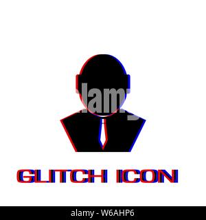 Geschäftsmann Symbol flach. Einfache Piktogramm-Glitch Wirkung. Vector illustration symbol Stock Vektor