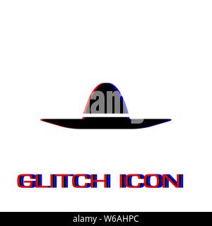 Sombrero Symbol flach. Einfache Piktogramm-Glitch Wirkung. Vector illustration symbol Stock Vektor