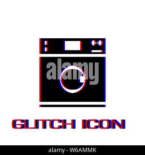 Waschmaschine Symbol flach. Einfache Piktogramm-Glitch Wirkung. Vector illustration symbol Stock Vektor