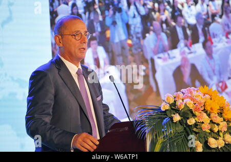 Zvi Heifetz, der israelische Botschafter in China, spricht am 19. GoforIsrael in Shishan Stadt Foshan City, die südchinesische Provinz Guangdong, 31. Mai 20. Stockfoto