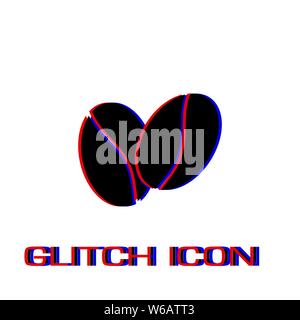 Kaffeebohnen Symbol flach. Einfache Piktogramm-Glitch Wirkung. Vector illustration symbol Stock Vektor
