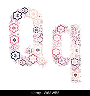 Buchstabe des Alphabets von farbigen Blumen positive Spaß mozaykoy. Vektorschrift Abbildung. Stock Vektor