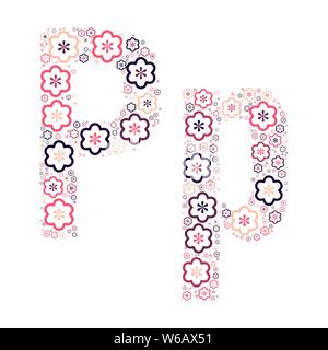 Buchstabe des Alphabets von farbigen Blumen positive Spaß mozaykoy. Vektorschrift Abbildung. Stock Vektor