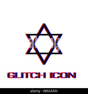 Star David Symbol flach. Einfache Piktogramm-Glitch Wirkung. Vector illustration symbol Stock Vektor