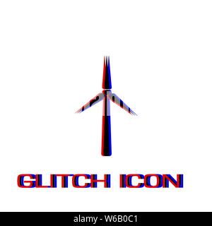 Mühle Symbol flach. Einfache Piktogramm-Glitch Wirkung. Vector illustration symbol Stock Vektor