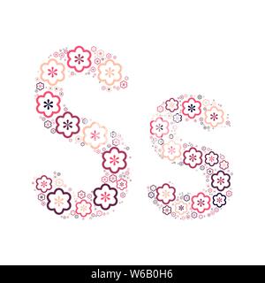 Buchstabe des Alphabets von farbigen Blumen positive Spaß mozaykoy. Vektorschrift Abbildung. Stock Vektor