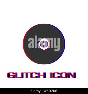 Vinyl Symbol aufnehmen. Einfache Piktogramm-Glitch Wirkung. Vector illustration symbol Stock Vektor