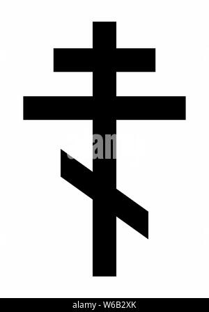 Orthodoxes Kreuz dunkle Silhouette auf weißem Hintergrund Stock Vektor