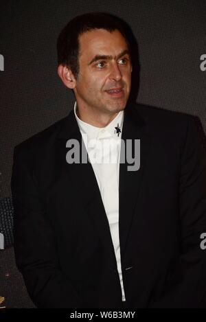 Englischer Snookerspieler Ronnie O'Sullivan einen Empfang für Hollywood Express in Shanghai, China, 21. Juni 2018 besucht. Stockfoto