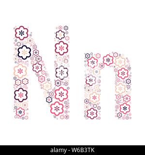 Buchstabe des Alphabets von farbigen Blumen positive Spaß mozaykoy. Vektorschrift Abbildung. Stock Vektor