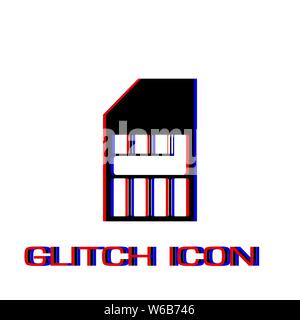 Das Symbol für die SIM-Karte flach. Einfache Piktogramm-Glitch Wirkung. Vector illustration symbol Stock Vektor