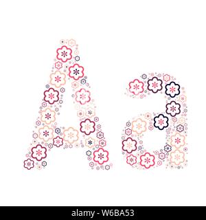 Buchstabe des Alphabets von farbigen Blumen positive Spaß mozaykoy. Vektorschrift Abbildung. Stock Vektor