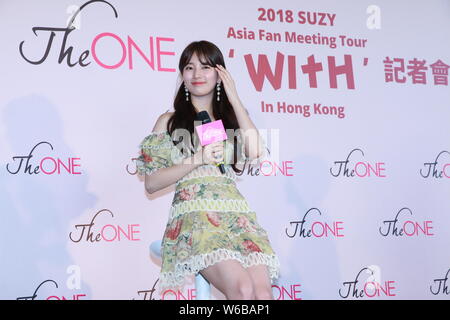 Koreanische Schauspielerin und Sängerin Bae Suzy, besser durch die mononym Suzy bekannt, besucht die ein Asien Fan Meeting Tour in Hong Kong, China, 25. Mai 2018. Stockfoto