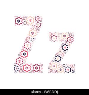 Buchstabe des Alphabets von farbigen Blumen positive Spaß mozaykoy. Vektorschrift Abbildung. Stock Vektor