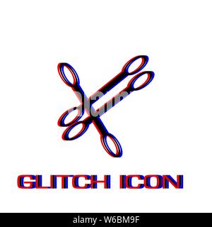 Wattestäbchen Symbol flach. Einfache Piktogramm-Glitch Wirkung. Vector illustration symbol Stock Vektor