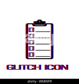 Checkliste Symbol flach. Einfache Piktogramm-Glitch Wirkung. Vector illustration symbol Stock Vektor