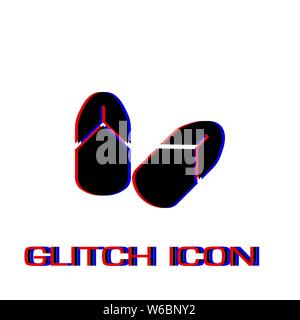 Hausschuhe Symbol flach. Einfache Piktogramm-Glitch Wirkung. Vector illustration symbol Stock Vektor
