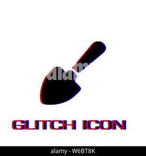 Garten Schaufel Symbol flach. Einfache Piktogramm-Glitch Wirkung. Vector illustration symbol Stock Vektor