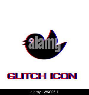 Vogel Symbol flach. Einfache Piktogramm-Glitch Wirkung. Vector illustration symbol Stock Vektor
