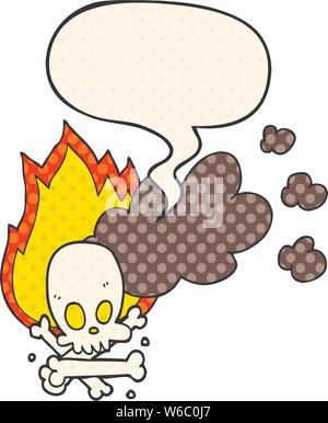Cartoon spooky brennende Knochen mit Sprechblasen im Comic Stil Stock Vektor