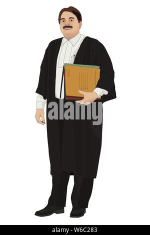 Rechtsanwalt mit Dateien stehen und Lächeln Stockfoto
