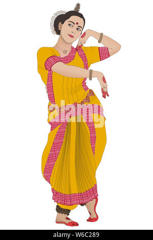 Frau darstellende Odissi Tanz Stockfoto