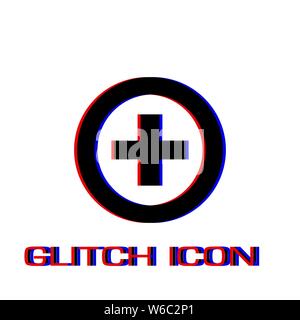 Medizinische Kreuz flach. Einfache Piktogramm-Glitch Wirkung. Vector illustration symbol Stock Vektor