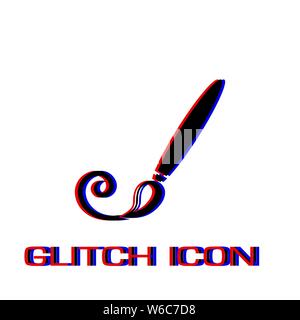 Symbol Pinsel flach. Einfache Piktogramm-Glitch Wirkung. Vector illustration symbol Stock Vektor