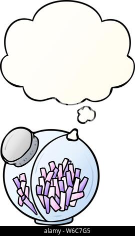 Cartoon Bonbons im Glas mit Gedanken Blase in glatten Farbverlauf Stock Vektor
