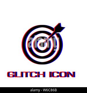 Ziel bullseye Pfeilsymbol flach. Einfache Piktogramm-Glitch Wirkung. Vector illustration symbol Stock Vektor