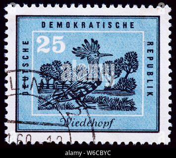 Ddr Briefmarken eurasischen Wiedehopf Stockfoto