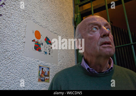 Ende der uruguayische Schriftsteller Eduardo Galeano, Autor von "Die offenen Adern Lateinamerikas" in Montevideo, Uruguay Stockfoto