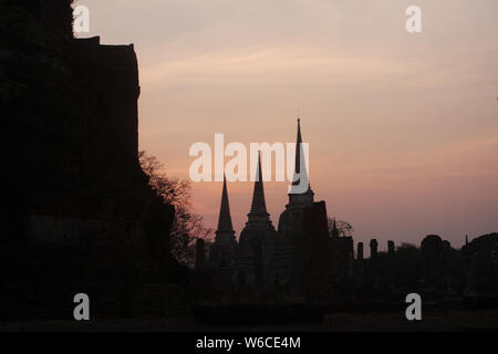 Wat Phra Sri Sanphet in der historischen Stadt Ayutthaya, Thailand. Stockfoto