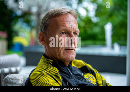 Bad Ragaz, Schweiz. Juli 31, 2019. Fußball, Trainingslager Borussia Dortmund: Bvb-Geschäftsführer Hans-Joachim Watzke spricht in einem Interview. Quelle: David Inderlied/dpa/Alamy leben Nachrichten Stockfoto