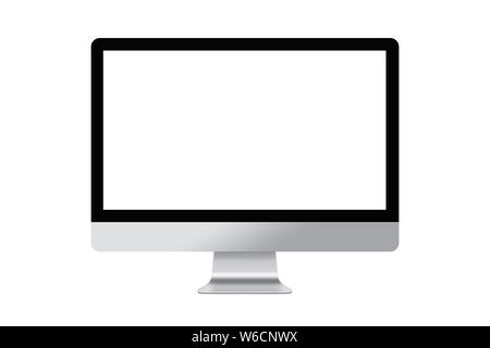 Leerer Bildschirm computer Anzeige auf weißem Hintergrund mit Freistellungspfad isoliert Stockfoto