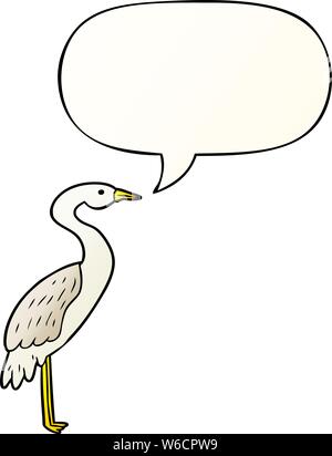 Cartoon Storch mit Sprechblase in glatten Farbverlauf Stock Vektor